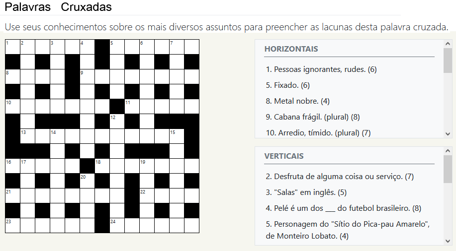 Palavras cruzadas online Palavras cruzadas online